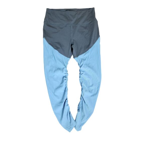 Zyia Active Storm Parallel Luxe Ribbed Leggings in Blue & Gray, Size 12 - Picture 2 of 4